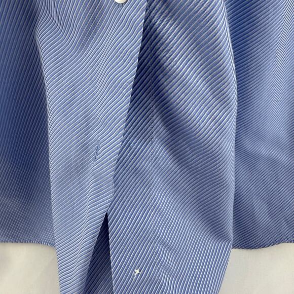 Talbots Woman Dress Shirt 16W Blue Striped Cotton Button Up Plus Size Classic - Picture 6 of 6